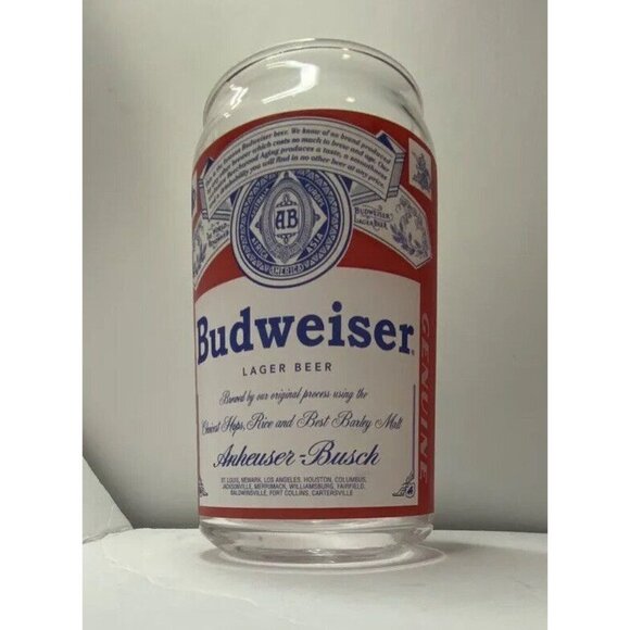 Vintage Anheuser Busch Budweiser Lager Beer Logo Glass Cup 5 inch Faded Appliqué - Picture 4 of 10